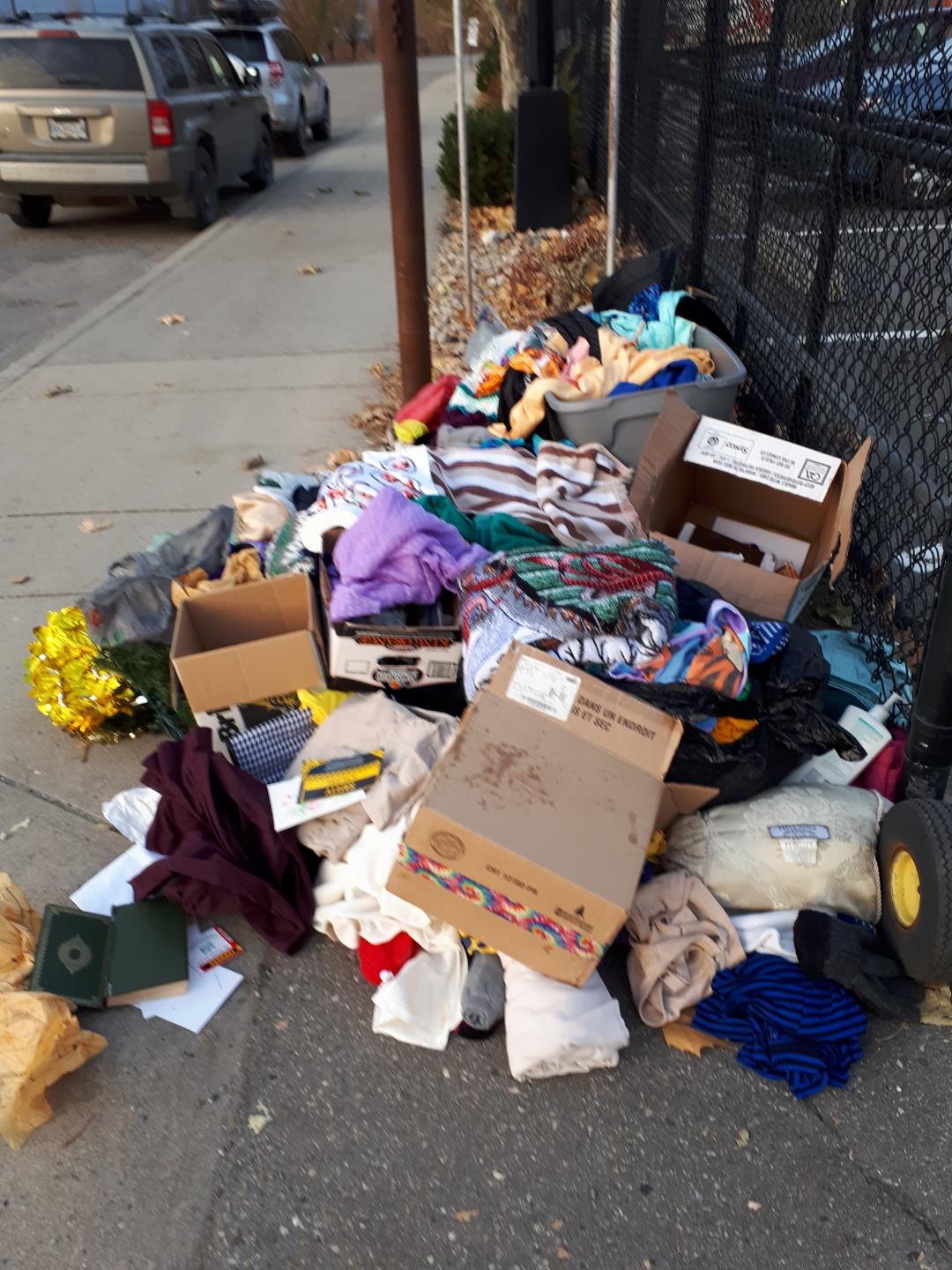 Donations left outside fence